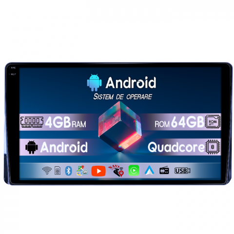 Highlander Kluger 2022 - Navigatie dedicata Toyota Highlander Kluger 2022, 4GB RAM 64GB ROM, Quad Core, Display 9" QLED 1K, Carplay, Android 14, Bluetooth, Magazin Play, Suport Camere AHD