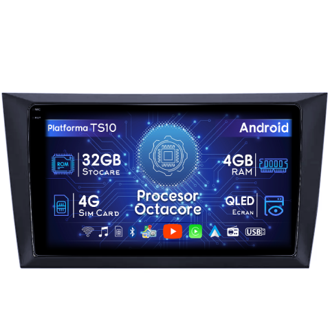 Navigatii Dedicate - Navigatie dedicata Volkswagen Golf 6 2008-2013, 4GB RAM 32GB ROM, Octacore, Android 14, Display QLED  10", DSP, Carplay&Android Auto, SIM 4G, Bluetooth, Ventilator Activ