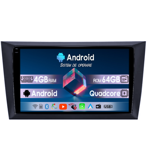 Golf 6 (2009-2012) - Navigatie dedicata Volkswagen Golf 6 2008-2013, 4GB RAM 64GB ROM, Quadcore, Android 14, Display QLED  10", DSP, Carplay&Android Auto, Suport camere AHD