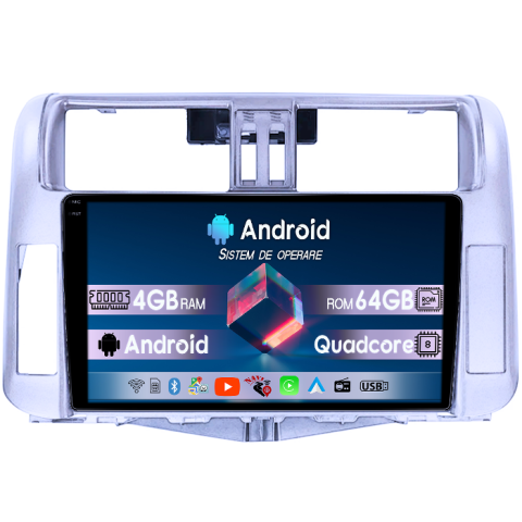 Navigatii Dedicate - Navigatie dedicata Toyota Land Prado 2013-2017, 4GB RAM 64GB ROM, Quadcore, Android 14, Display QLED  10", DSP, Carplay&Android Auto, Suport camere AHD