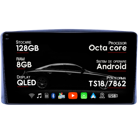 Land Cruiser 100 1998-2007 - Navigatie dedicata Toyota Land Cruiser 100 1998-2007, 8GB RAM 128GB ROM, Octacore, Platforma TS18, Android 14, Display QLED 9", Suporta camera 360", DSP, Carplay&Android Auto, SIM 4G, Ventilator Ac