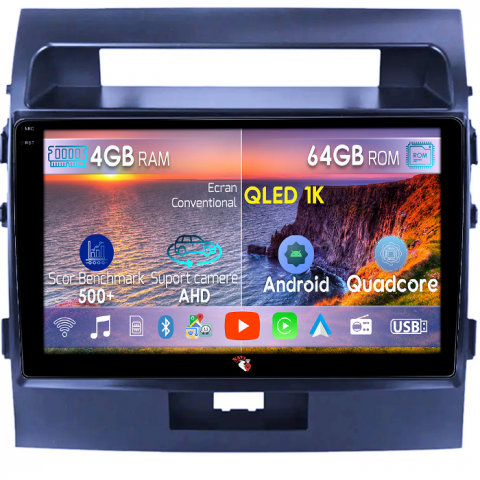 Land Cruiser 200 2008-2015 - Navigatie dedicata Toyota Land Cruiser 200 2008-2015, 4GB RAM 64GB ROM, Octacore, Android 14, Display QLED 1K 10", Carplay&Android Auto, SIM 4G, Ventilator Activ