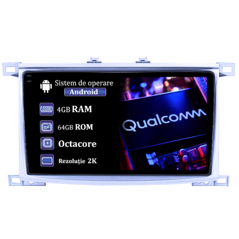Navigatie dedicata Toyota Land Cruiser 2005, 4GB RAM 64GB ROM, Procesor Qualcomm Octacore, Android 14, Rezolutie 2K, Display QLED 9", DSP, Carplay&Android Auto, SIM 4G [0]