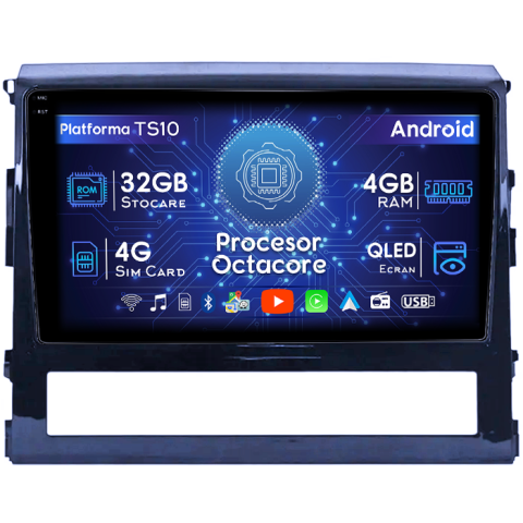 Navigatii Dedicate - Navigatie dedicata Toyota Land Cruiser 2015+, 4GB RAM 32GB ROM, Octacore, Android 14, Display QLED 1K 9", DSP, Carplay&Android Auto, SIM 4G, Bluetooth, Ventilator Activ