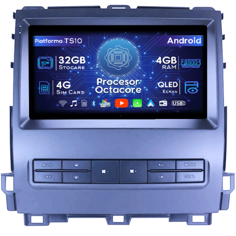Land Cruiser PradoLexus GX470 GX 470 J120 2002-2009 - Navigatie dedicata Toyota Land Cruiser PradoLexus GX470 GX 470 J120 2002-2009, 4GB RAM 32GB ROM, Octacore, Android 14, Display QLED 1K 9", DSP, Carplay&Android Auto, SIM 4G, Bluetooth, Ventilator Acti