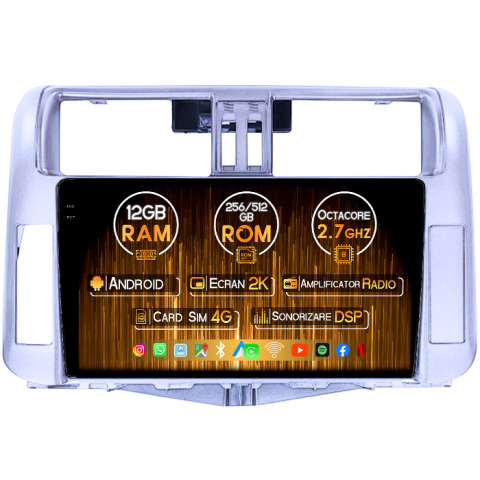 Toyota - Navigatie dedicata Toyota Land Prado 2013-2017, 12GB RAM 256GB ROM, Android 13, Rezolutie 2K, Display QLED, 10", DSP, Carplay, Android Auto, Internet, Youtube