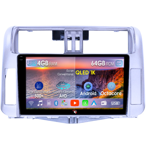 Toyota - Navigatie dedicata Toyota Land Prado 2013-2017, 4GB RAM 64GB ROM, Octacore, Android 14, Display QLED  10", Carplay&Android Auto, SIM 4G, Ventilator Activ