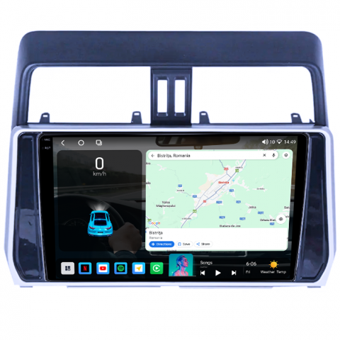 Navigatie dedicata Toyota Land Prado 2017-2018, 4GB RAM 64GB ROM, Octacore, Android 14, Display QLED 1K 10", Carplay&Android Auto, SIM 4G, Ventilator Activ [1]