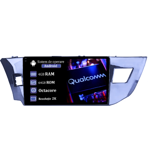 Navigatii Dedicate - Navigatie dedicata Toyota Levin 2014, 4GB RAM 64GB ROM, Procesor Qualcomm Octacore, Android 14, Rezolutie 2K, Display QLED 9", DSP, Carplay&Android Auto, SIM 4G