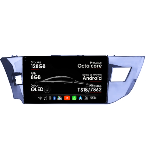 Navigatii Dedicate - Navigatie dedicata Toyota Levin 2014, 8GB RAM 128GB ROM, Octacore, Platforma TS18, Android 14, Display QLED 10", Suporta camera 360", DSP, Carplay&Android Auto, SIM 4G, Ventilator Activ