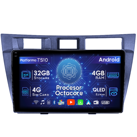 Navigatii Dedicate - Navigatie dedicata Toyota Mark 2000-2007, 4GB RAM 32GB ROM, Octacore, Android 14, Display QLED  9", DSP, Carplay&Android Auto, SIM 4G, Bluetooth, Ventilator Activ