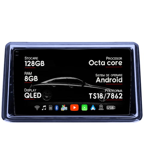 Navigatii Dedicate - Navigatie dedicata Toyota Noah 2014-2020, 8GB RAM 128GB ROM, Octacore, Platforma TS18, Android 14, Display QLED 9", Suporta camera 360", DSP, Carplay&Android Auto, SIM 4G, Ventilator Activ