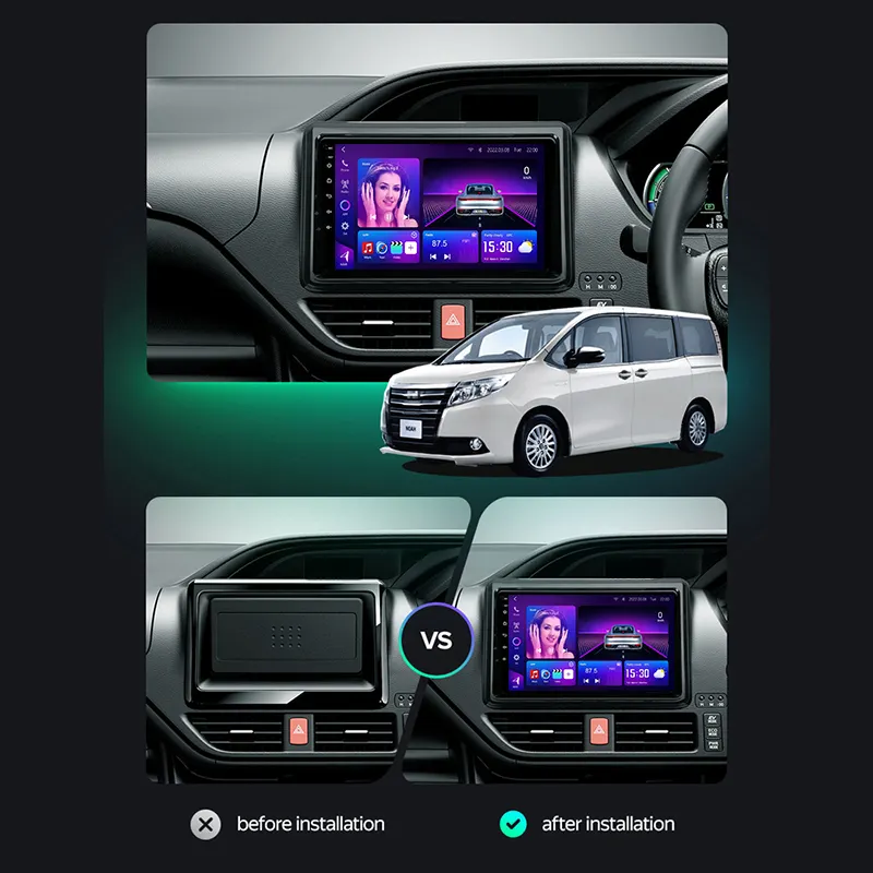 Navigatie dedicata Toyota Noah 2014-2020, 8GB RAM 128GB ROM, Octacore, Platforma TS18, Android 14, Display QLED 9", Suporta camera 360", DSP, Carplay&Android Auto, SIM 4G, Ventilator Activ [7]