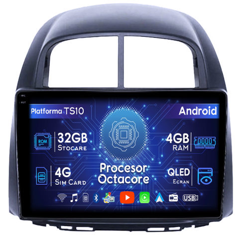 Navigatii Dedicate - Navigatie dedicata Toyota Passo Daihatsu Boon Sirion Subaru Justy Perodua Myvi, 4GB RAM 32GB ROM, Octacore, Android 14, Display QLED  9", DSP, Carplay&Android Auto, SIM 4