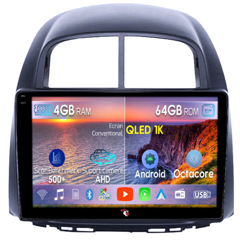 Navigatii Dedicate - Navigatie dedicata Toyota Passo Daihatsu Boon Sirion Subaru Justy Perodua Myvi, 4GB RAM 64GB ROM, Octacore, Android 14, Display QLED  9", Carplay&Android Auto, SIM 4G, V