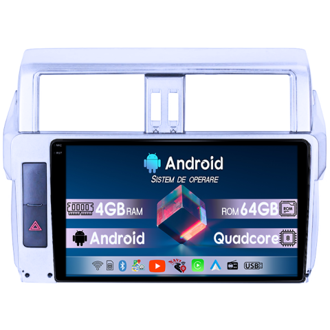 Toyota - Navigatie dedicata Toyota Prado 150 2009-2013, 4GB RAM 64GB ROM, Quad Core, Display 9" QLED  Carplay, Android 14, Bluetooth, Magazin Play, Suport Camere AHD