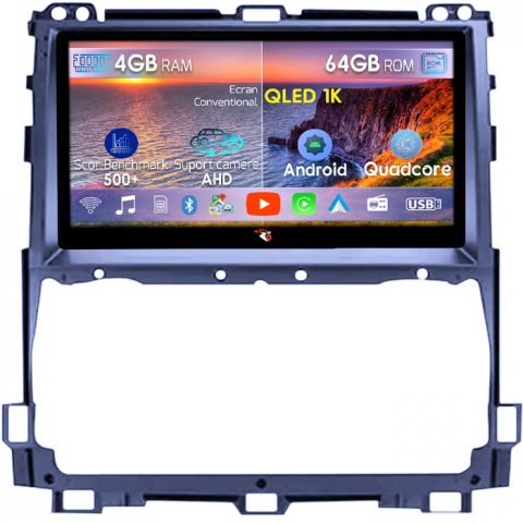 Prado 2002-2009 - Navigatie dedicata Toyota Prado 2002-2009, 4GB RAM 64GB ROM, Octacore, Android 14, Display QLED 1K 9", Carplay&Android Auto, SIM 4G, Ventilator Activ