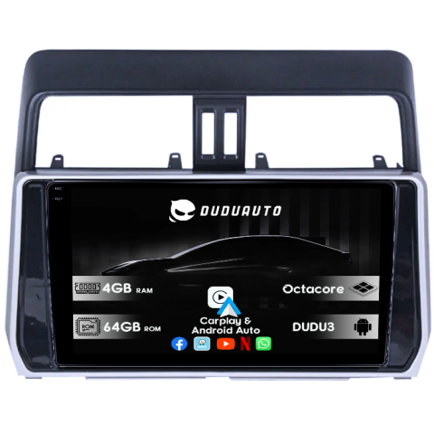 Prado 2017-2018 - Navigatie dedicata Toyota Land Prado 2017-2018, DUDU3, 4GB RAM 64GB ROM, Octacore, Platforma 8581, Android, Display QLED 9", DSP, Carplay&AndroidAuto