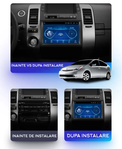 Prius 20 2003-2009 - Navigatie dedicata Toyota Prius 20 2003-2009, 4GB RAM 64GB ROM, Procesor Qualcomm Octacore, Android 14, Rezolutie 2K, Display QLED 9", DSP, Carplay&Android Auto, SIM 4G