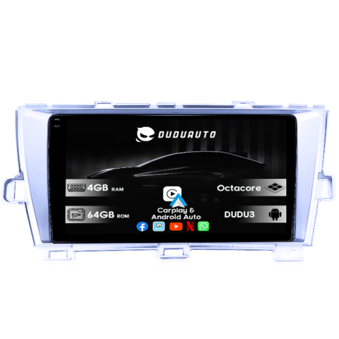 Navigatii Dedicate - Navigatie dedicata Toyota Prius 2009-2015 (Silver), DUDU3, 4GB RAM 64GB ROM, Octacore, Platforma 8581, Android, Display QLED 9", DSP, Carplay&AndroidAuto