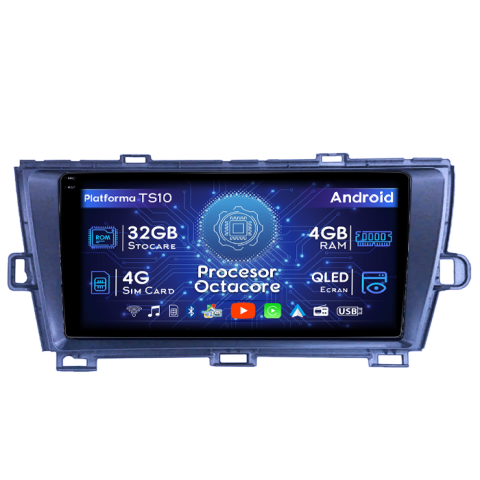Toyota - Navigatie dedicata Toyota Prius 2009-2015, 4GB RAM 32GB ROM, Octacore, Android 14, Display QLED 1K 9", DSP, Carplay&Android Auto, SIM 4G, Bluetooth, Ventilator Activ