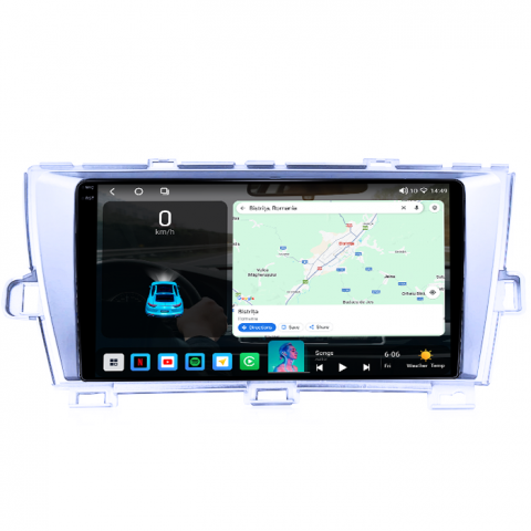 Navigatie dedicata Toyota Prius 2009-2015 (Silver), 4GB RAM 64GB ROM, Octacore, Android 14, Display QLED 1K 9", Carplay&Android Auto, SIM 4G, Ventilator Activ [1]