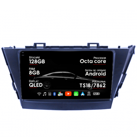 Navigatii Dedicate - Navigatie dedicata Toyota Prius Plus V Alpha 2012-2017, 8GB RAM 128GB ROM, Octacore, Platforma TS18, Android 14, Display QLED 9", Suporta camera 360", DSP, Carplay&Android Auto, SIM 4G, Ventilator