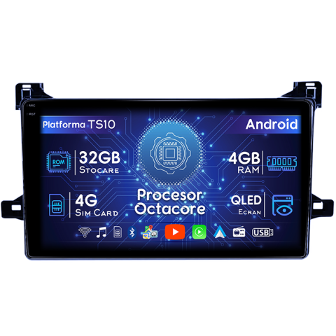 Navigatii Dedicate - Navigatie dedicata Toyota Prius XW50 2015-2020, 4GB RAM 32GB ROM, Octacore, Android 14, Display QLED  9", DSP, Carplay&Android Auto, SIM 4G, Bluetooth, Ventilator Activ