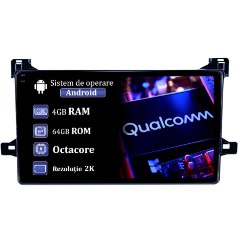 Navigatii Dedicate - Navigatie dedicata Toyota Prius XW50 2015-2020, 4GB RAM 64GB ROM, Procesor Qualcomm Octacore, Android 14, Rezolutie 2K, Display QLED 9", DSP, Carplay&Android Auto, SIM 4G