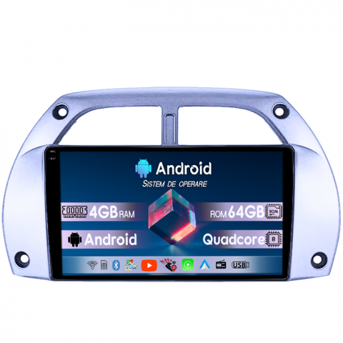 RAV4 2001-2006 - Navigatie dedicata Toyota RAV4 2001-2006, 4GB RAM 64GB ROM, Quad Core, Display 9" QLED 1K, Carplay, Android 14, Bluetooth, Magazin Play, Suport Camere AHD