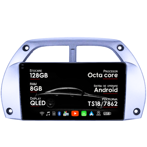 RAV4 2001-2006 - Navigatie dedicata Toyota RAV4 2001-2006, 8GB RAM 128GB ROM, Octacore, Platforma TS18, Android 14, Display QLED 9â, Suporta camera 360Âş, DSP, Carplay&Android Auto, SIM 4G, Ventilator Activ