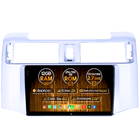 Navigatii Dedicate - Navigatie dedicata Toyota 4Runner 2009-2017, 12GB RAM 256GB ROM, Android 13, Rezolutie 2K, Display QLED, 9", DSP, Carplay, Android Auto, Internet, Youtube, Waze