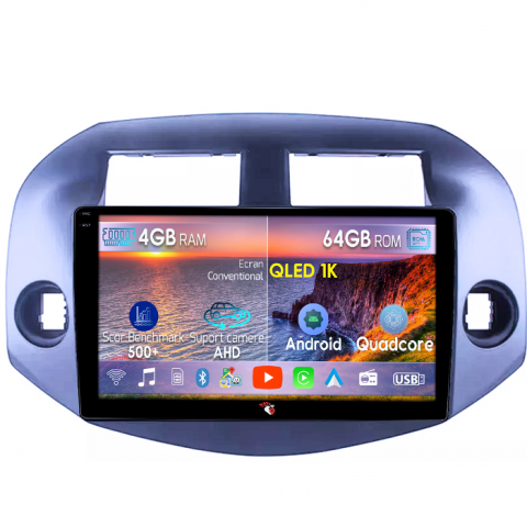 Toyota - Navigatie dedicata Toyota RAV4 2005-2013, 4GB RAM 64GB ROM, Octacore, Android 14, Display QLED 1K 10", Carplay&Android Auto, SIM 4G, Ventilator Activ