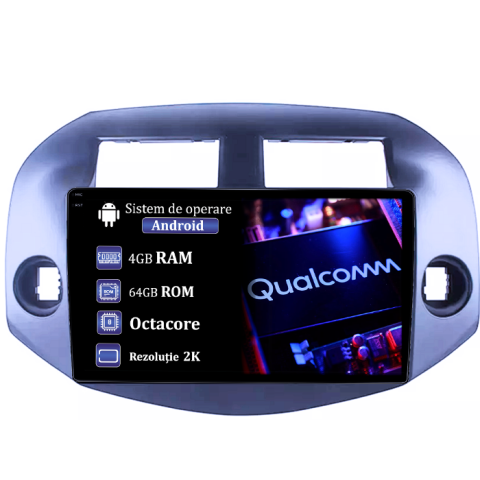 Navigatie dedicata Toyota RAV4 2006-2012, 4GB RAM 64GB ROM, Procesor Qualcomm Octacore, Android 14, Rezolutie 2K, Display QLED 9", DSP, Carplay&Android Auto, SIM 4G [0]