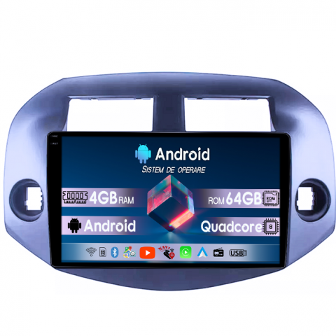 Navigatii Dedicate - Navigatie dedicata Toyota RAV4 (2006-2012), 4GB RAM 64GB ROM, Quad Core, Display 10.1" QLED 1K, Carplay, Android 14, Bluetooth, Magazin Play, Suport Camere AHD