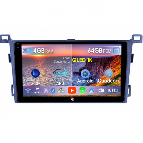 RAV4 2013-2018 - Navigatie dedicata Toyota RAV4 2013-2018, 4GB RAM 64GB ROM, Octacore, Android 14, Display QLED 1K 9", Carplay&Android Auto, SIM 4G, Ventilator Activ