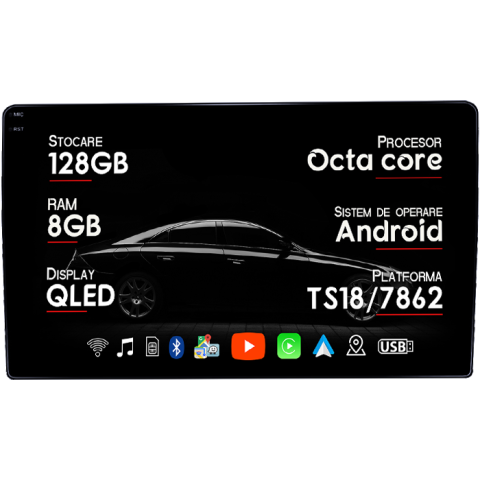 Navigatii Dedicate - Navigatie dedicata Toyota Sienna 2004-2010, 8GB RAM 128GB ROM, Octacore, Platforma TS18, Android 14, Display QLED 9", Suporta camera 360", DSP, Carplay&Android Auto, SIM 4G, Ventilator Activ