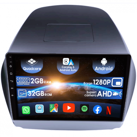 Tucson 2009-2015 Ix 35 - (Resigilata) Navigatie dedicata Toyota Tucson IX35 2010, 2GB RAM 32GB ROM, Quad Core, Display 10" IPS Full HD, Carplay, Android 13, Bluetooth, Magazin Play, Suport camere AHD