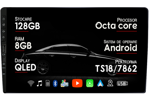 Transit Custom 2013-2022 - Navigatie dedicata Navigatie Universala, 8GB RAM 128GB ROM, Octacore, Platforma TS18, Android 14, Display QLED 10", Suporta camera 360", DSP, Carplay&AndroidAuto