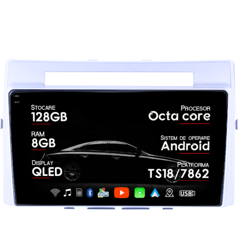 Verso 2004-2009 - Navigatie dedicata Toyota Verso 2004-2009, 8GB RAM 128GB ROM, Octacore, Platforma TS18, Android 14, Display QLED 9â, Suporta camera 360Âş, DSP, Carplay&Android Auto, SIM 4G, Ventilator Activ