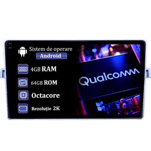 Navigatii Dedicate - Navigatie dedicata Toyota Verso 2009-2018, 4GB RAM 64GB ROM, Procesor Qualcomm Octacore, Android 14, Rezolutie 2K, Display QLED 9", DSP, Carplay&Android Auto, SIM 4G