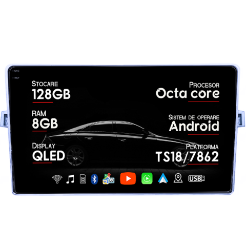 Verso 2009-2018 - Navigatie dedicata Toyota Verso 2009-2018, 8GB RAM 128GB ROM, Octacore, Platforma TS18, Android 14, Display QLED 9â, Suporta camera 360Âş, DSP, Carplay&Android Auto, SIM 4G, Ventilator Activ
