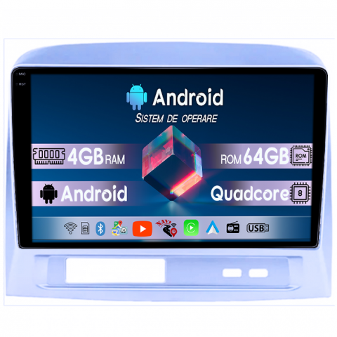 Toyota - Navigatie dedicata Toyota Vios 2007-2012, 4GB RAM 64GB ROM, Quad Core, Display 9" QLED 1K, Carplay, Android 14, Bluetooth, Magazin Play, Suport Camere AHD
