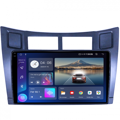 Yaris 2005-2012 - Navigatie dedicata Toyota Yaris 2005-2012, 4GB RAM 64GB ROM, Octacore, Android 14, Display QLED 1K 9", Carplay&Android Auto, SIM 4G, Ventilator Activ