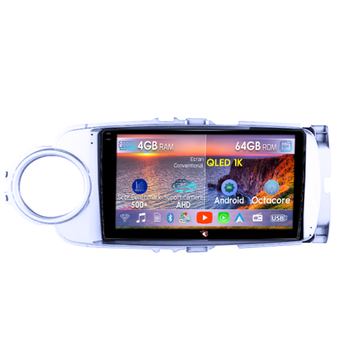 Yaris 2012-2017 - Navigatie dedicata Toyota Yaris 2012-2017, 4GB RAM 64GB ROM, Octacore, Android 14, Display QLED  9", Carplay&Android Auto, SIM 4G, Ventilator Activ