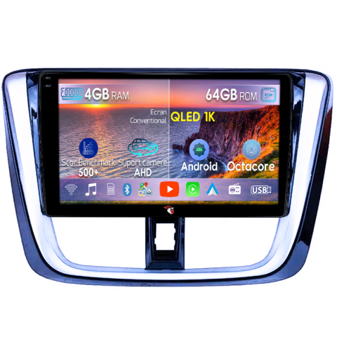 Yaris (2014-) - Navigatie dedicata Toyota Yaris 2014+, 4GB RAM 64GB ROM, Octacore, Android 14, Display QLED  10", Carplay&Android Auto, SIM 4G, Ventilator Activ