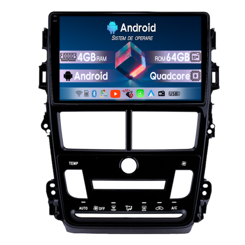 Toyota - Navigatie dedicata Toyota Yaris 2017-2019 CL, 4GB RAM 64GB ROM, Quadcore, Android 14, Display QLED  9", DSP, Carplay&Android Auto, Suport camere AHD