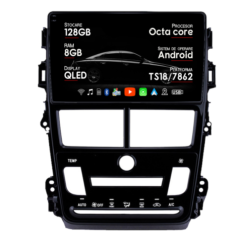 Yaris 2017-2019 - Navigatie dedicata Toyota Yaris 2017-2019 CL, Octacore, Platforma TS18, Android 14, Display QLED 9", Suporta camera 360", DSP, Carplay&Android