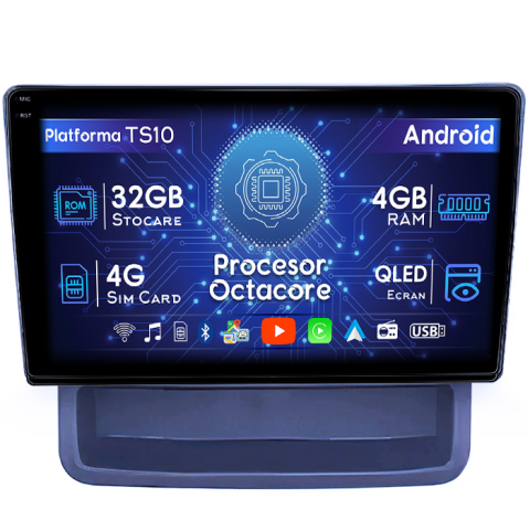 Trafic 2010-2014 - Navigatie dedicata Trafic 2010-2014, 4GB RAM 32GB ROM, Octacore, Android 14, Display QLED 1K 9", DSP, Carplay&Android Auto, SIM 4G, Bluetooth, Ventilator Activ