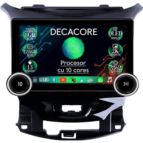 Chevrolet Cruze 2017 - Navigatie dedicata Cruze 2017 Diamond, 8GB RAM 128GB ROM, Decacore,Android 13, Display QLED 2K de 11.8”, Suporta camera 360º, Ventilator Activ, DSP, Carplay&Android Auto, SIM 4G